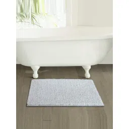 OBSESSIONS Comfort Grey White Polyester Anti Skid Bath Mat (Small)-picture-32