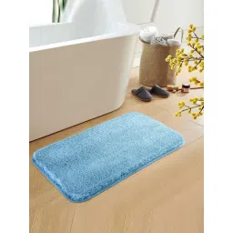 OBSESSIONS Cool Blue Polyester Anti Skid Bath Mat (Small)-picture-37