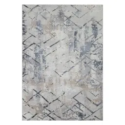 OBSESSIONS Cream Abstract Polyester Machine Made Carpet 5x7 Feet-picture-24