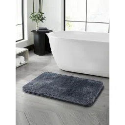 OBSESSIONS Dark Grey Polyester Anti Skid Bath Mat (Medium)-picture-22