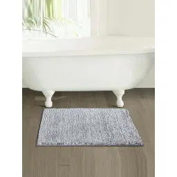 OBSESSIONS Dark Grey White Polyester Anti Skid Bath Mat (Small)-picture-17
