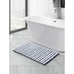 OBSESSIONS Dust Grey Polyester Stripes Anti Skid Stripes Bath Mat (Small)-picture-27
