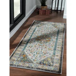 OBSESSIONS Grey & Yellow Ethnic Motifs Floor Runners-picture-32