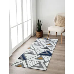 OBSESSIONS Grey & Yellow Geometric Water-Repellant Ecological Resilient Bedside Runner-picture-23