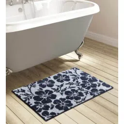 obsessions Grey Floral Polyester AntiSkid Bathmat-picture-21