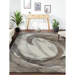 OBSESSIONS Light Brown & Cream Abstract Machine Made Carpet - Large (290 cm x 200 cm)-picture-32