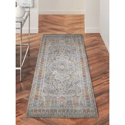 OBSESSIONS Rust & White Ethnic Motifs Printed Anti-Static Bedside Runner-picture-38