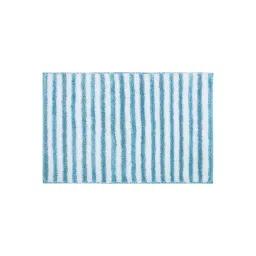 OBSESSIONS Teal Blue Polyester Stripes Anti Skid Stripes Bath Mat (Small) image 2