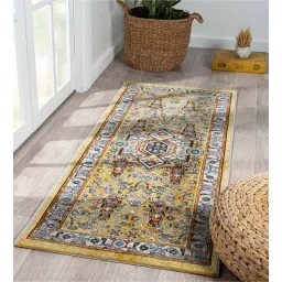 obsessions Yellow Abstract Polypropylene 59x24 Inches Machine Made Floor Runner-picture-11