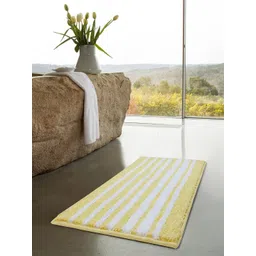 OBSESSIONS Yellow & White Printed Reversible 1800 GSM Bath Rug-picture-17