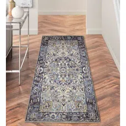 Purple Abstract Polyester 59x32 Inches Machine Made Floor Runner By Obsessions-picture-22