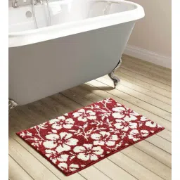 Red Floral Polyester AntiSkid Bathmat by Obsessions-picture-38