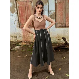 OBSHIVKA Colourblocked Linen A-Line Midi Dress-picture-35