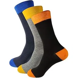 obssez Men's Calf Length Cotton Socks (Pack of 3, Black, Navy Blue & Light Grey)(Free Size)-picture-21