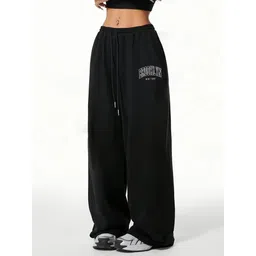 ochub Women Printed Black Track Pants-picture-24