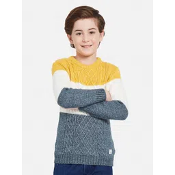 Octave Boys Colourblocked Round Neck Long Sleeve Acrylic Pullover Sweaters-picture-37