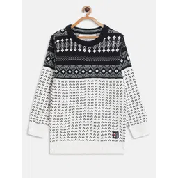 Octave Boys White & Black Printed Pullover-picture-19