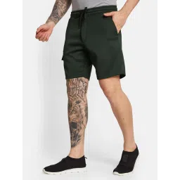 Octave Dark Olive Cotton Regular Fit Cargo Shorts image 3