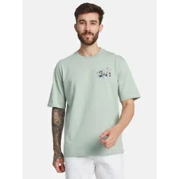 Octave Green Cotton Regular Fit Printed T-Shirt-picture-12