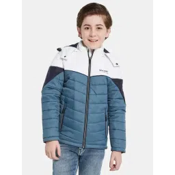 Octave Kids Nile Blue & White Color Block Full Sleeves Jacket-picture-15