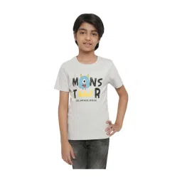 Octave Kids Off-White Cotton Printed T-Shirt-image-0