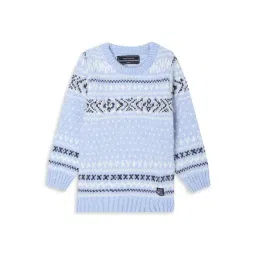 Octave Kids Sky Blue Printed Full Sleeves Pullover-picture-17