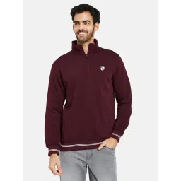 Octave Maroon Regular Fit High Neck Sweatshirt-picture-33