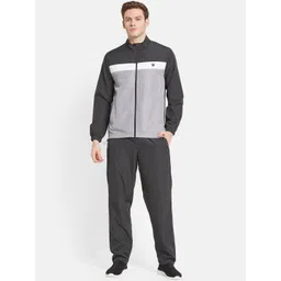 Octave Men Grey & White Colourblocked Cotton Track Suit-image-7