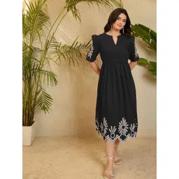OCTICS Embroidered Fit & Flare Maxi Dress-picture-30