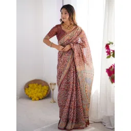 OCTICS Ethnic Motifs Printed Pure Cotton Chanderi Saree-picture-37