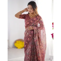OCTICS Ethnic Motifs Printed Pure Cotton Chanderi Saree-picture-21