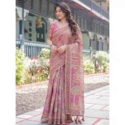 OCTICS Floral Printed Pure Cotton Chanderi Saree-picture-14