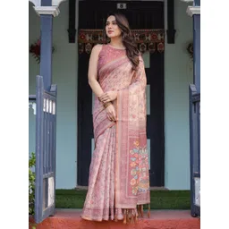 OCTICS Floral Printed Pure Cotton Chanderi Saree-picture-20