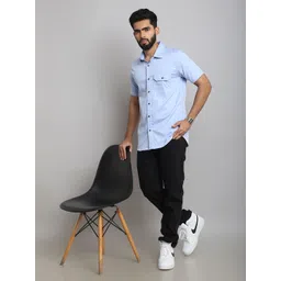 ODCC Men Comfort Fit Solid Spread Collar Cotton Casual Shirt-picture-16