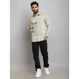 ODCC Men Comfort Fit Textured Spread Collar Cotton Casual Shirt-picture-27