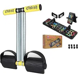 ODDISH; way to fitness Tummy Trimmer Double Spring finger fng Push Up Board Combo Pack for Men & Women - Abdominal Workout for Home & Gym Use (LARGE -SPRING WITH BOARD, YELLOW)-picture-16