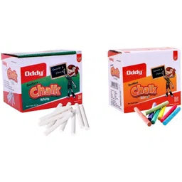oddy Non Toxic White & Color Dustless Blackboard Chalk (Pack of 2, WHITE - 50 pcs + COLOR - 50 pcs) black board Dustless WHITE & COLOR Chalks (50+50 pcs)-picture-25