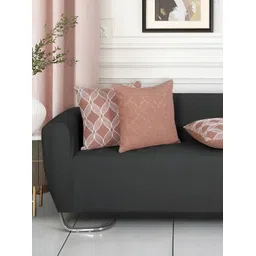 Ode & Cleo Beige & White 3 Pieces Abstract Cotton Square Cushion Covers-picture-13