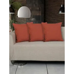 Ode & Cleo Rust Orange Colored Self DesignPure Cotton Square Cushion Cover-picture-41