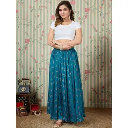 Ode by House of Pataudi Printed Maxi Flared Skirt-picture-14