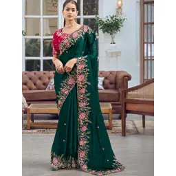 Odette Black Net Embellished Saree with Unstitched Blouse For Women-image-10