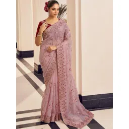 Odette Black Net Embellished Saree with Unstitched Blouse For Women-picture-40