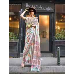 Odette Blue Floral Printed Saree-picture-33