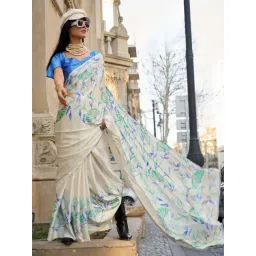 Odette Cream Floral Printed Saree-picture-38