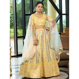 ODETTE Embellished Sequinned Semi-Stitched Lehenga & Unstitched Blouse With Dupatta-picture-37