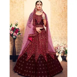 ODETTE Embroidered Semi-Stitched Lehenga & Unstitched Blouse With Dupatta-picture-17