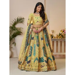 ODETTE Embroidered Sequinned Semi-Stitched Lehenga & Unstitched Blouse With Dupatta-picture-26