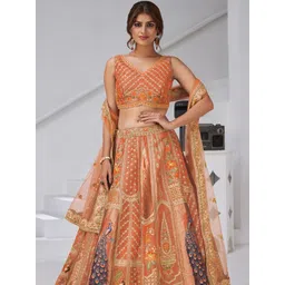 ODETTE Embroidered Sequinned Semi-Stitched Lehenga & Unstitched Blouse With Dupatta-picture-23