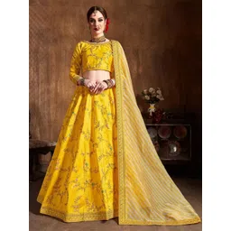 ODETTE Embroidered Thread Work Semi-Stitched Lehenga & Blouse With Dupatta-picture-35