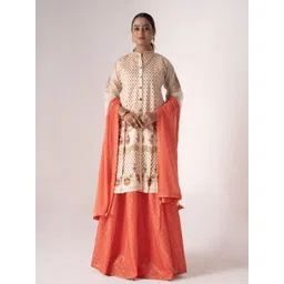 ODETTE Ethnic Motifs Printed Art Silk Semi-Stitched Dress Material-picture-24